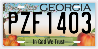GA license plate PZF1403