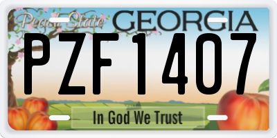 GA license plate PZF1407