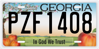 GA license plate PZF1408