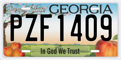 GA license plate PZF1409