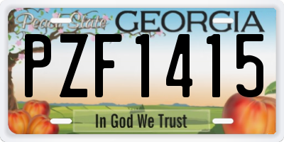 GA license plate PZF1415