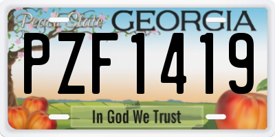 GA license plate PZF1419