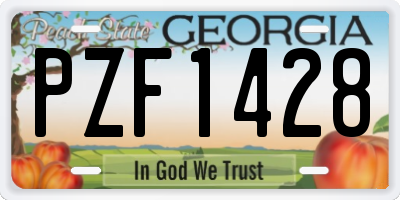 GA license plate PZF1428