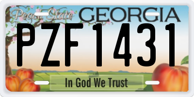 GA license plate PZF1431