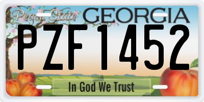 GA license plate PZF1452