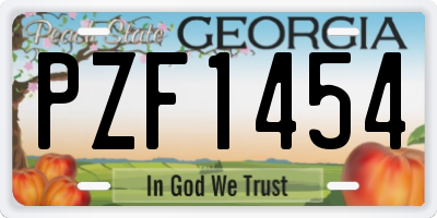 GA license plate PZF1454