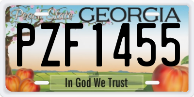 GA license plate PZF1455