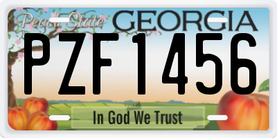 GA license plate PZF1456