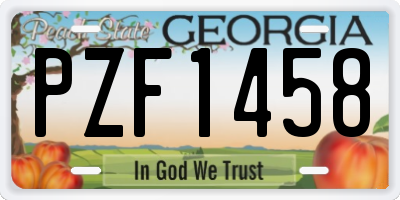 GA license plate PZF1458