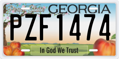 GA license plate PZF1474