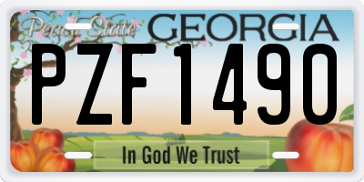GA license plate PZF1490