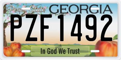 GA license plate PZF1492