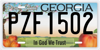 GA license plate PZF1502