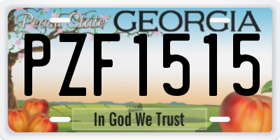 GA license plate PZF1515
