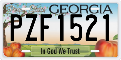 GA license plate PZF1521