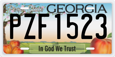 GA license plate PZF1523