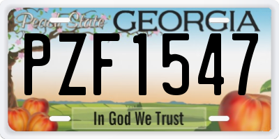 GA license plate PZF1547