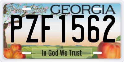 GA license plate PZF1562