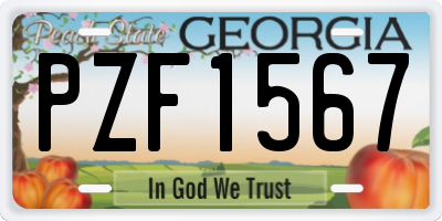 GA license plate PZF1567