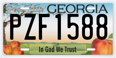 GA license plate PZF1588
