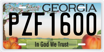 GA license plate PZF1600