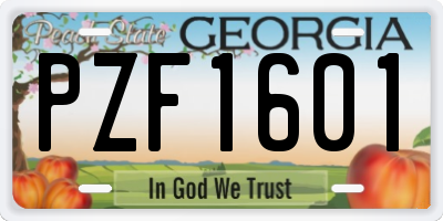 GA license plate PZF1601