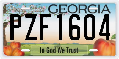 GA license plate PZF1604