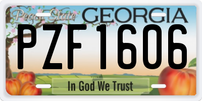 GA license plate PZF1606
