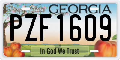GA license plate PZF1609