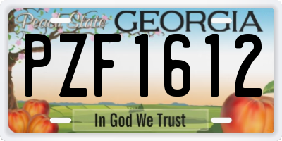 GA license plate PZF1612