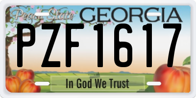 GA license plate PZF1617