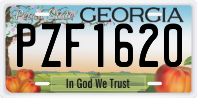 GA license plate PZF1620