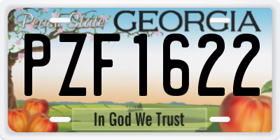 GA license plate PZF1622