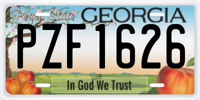 GA license plate PZF1626