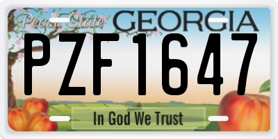 GA license plate PZF1647