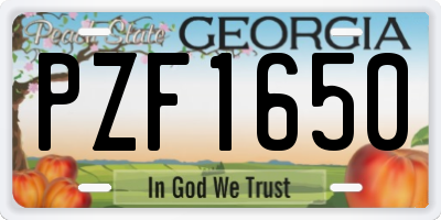GA license plate PZF1650