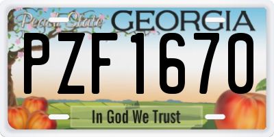 GA license plate PZF1670