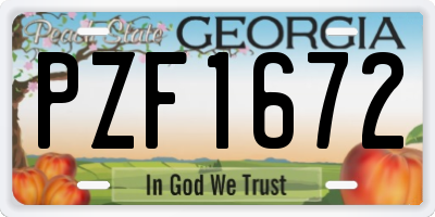 GA license plate PZF1672