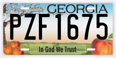 GA license plate PZF1675