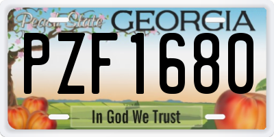 GA license plate PZF1680