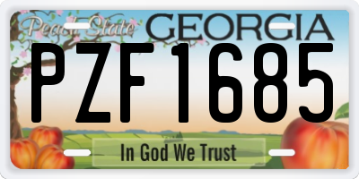 GA license plate PZF1685