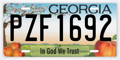 GA license plate PZF1692