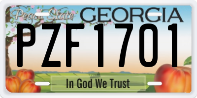 GA license plate PZF1701
