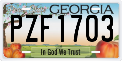 GA license plate PZF1703