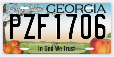 GA license plate PZF1706