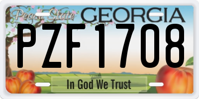 GA license plate PZF1708