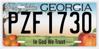 GA license plate PZF1730