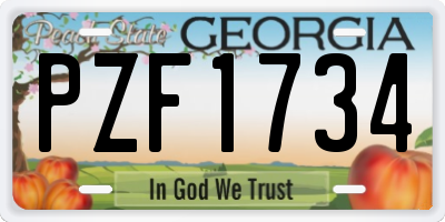 GA license plate PZF1734
