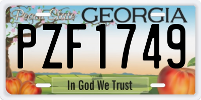 GA license plate PZF1749