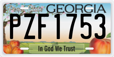 GA license plate PZF1753